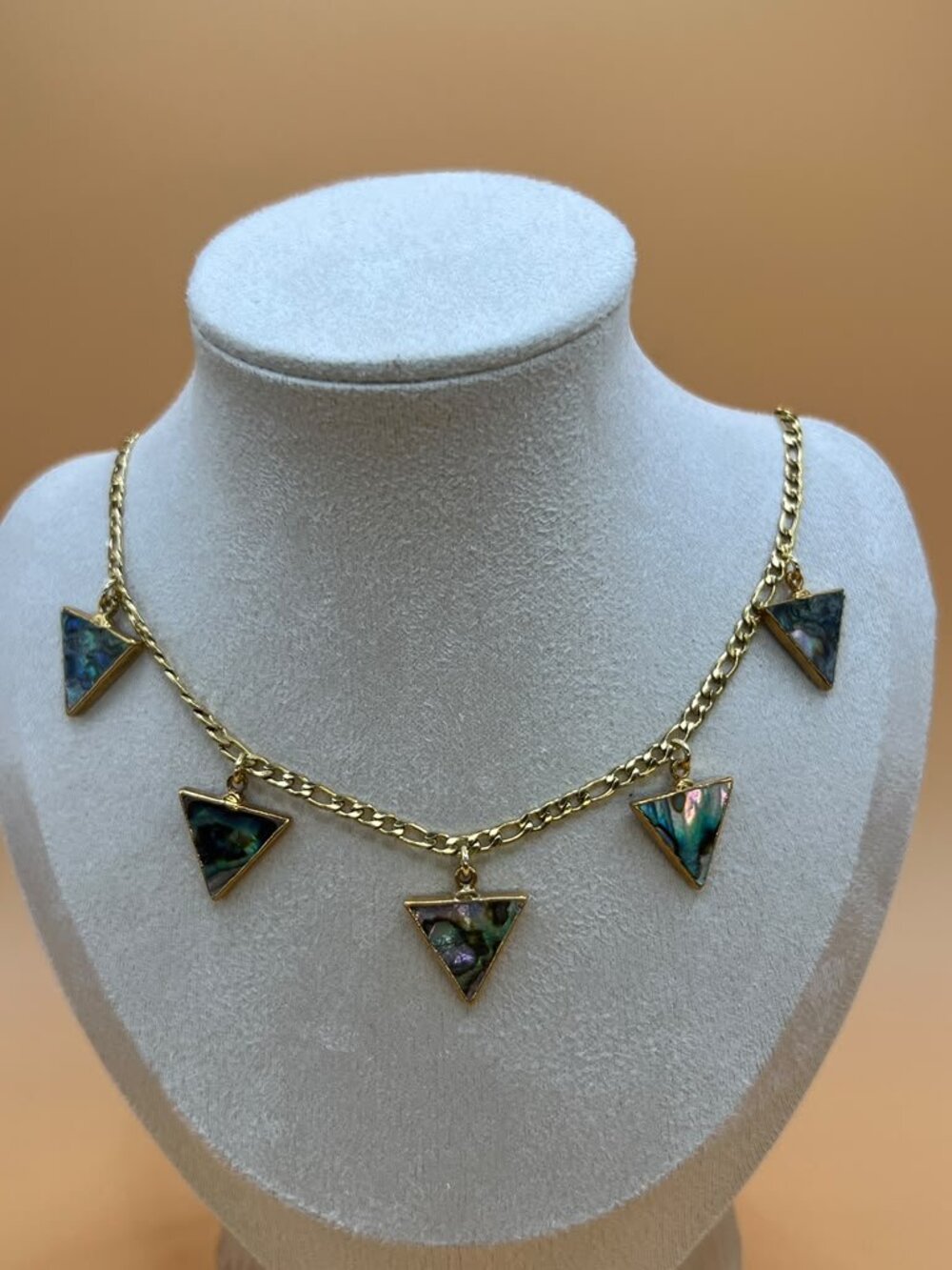 Handmade Reversible Abalone Shell Triangle Charm Necklace - Picture 1 of 5